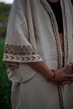 Kaburoh Kimono mit Blockprint | Handgewebter Boho Kimono aus Khadi-Baumwolle