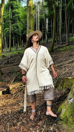 Kaburoh Kimono mit Blockprint | Handgewebter Boho Kimono aus Khadi-Baumwolle